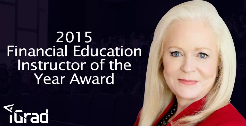 iGrad’s Sharon Lechter Recipient of 2015 Financial Education Instructor of the Year Award header