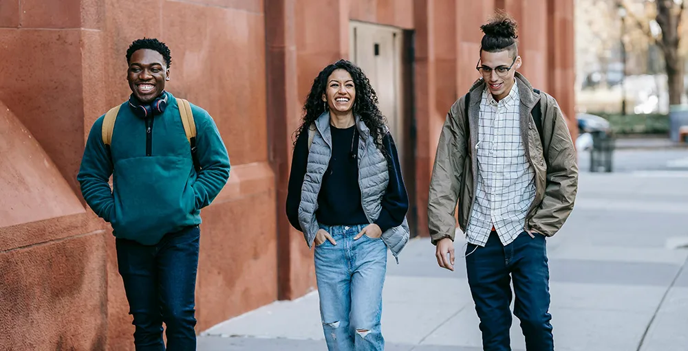 group of gen z friends walking