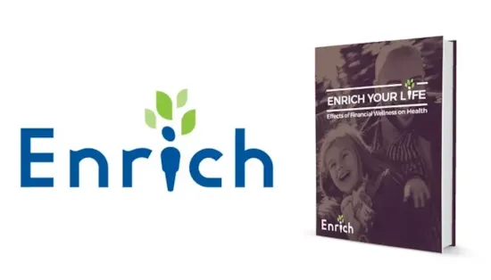 Enrich logo and a book titled Enrich Your Life with a smiling child on the cover.