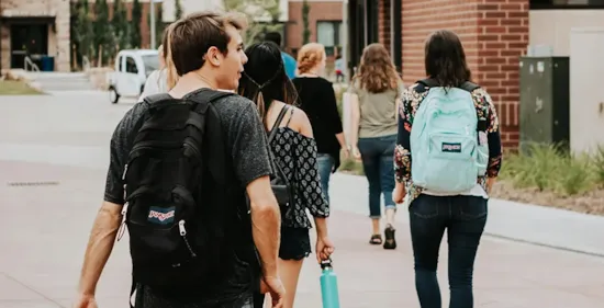 college students walking on campus
