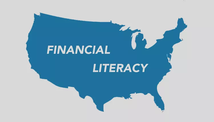 Outline of United States with the words Financial Literacy over it
